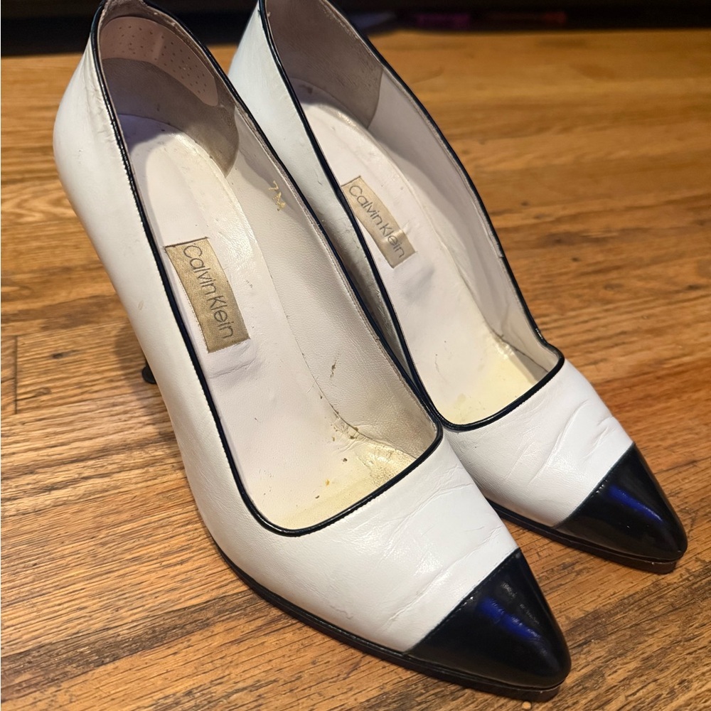 VINTAGE VTG Calvin Klein Women's Black and White Heels